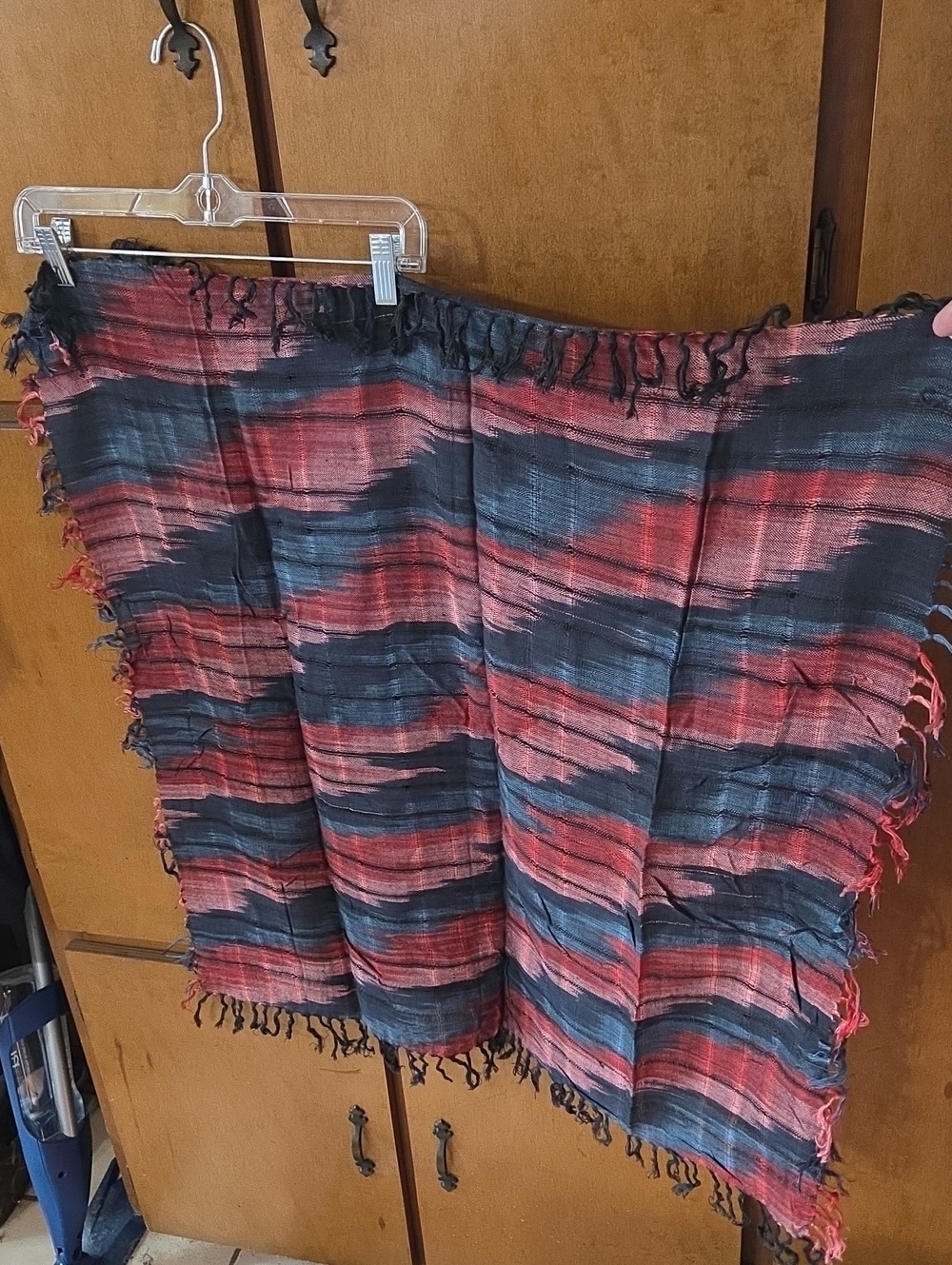 Women's Striped Fringed Wrap Skirt - Red & Black